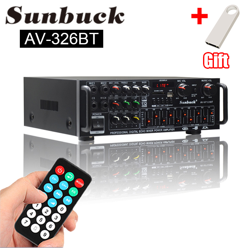 Car Audio Amplifier 4 Channel 2000W - 2000W 326BT 5.0บลูทูธ HiFi เครื่องขยายเสียง12V/220V AV