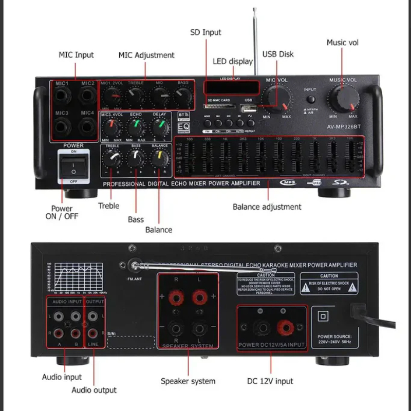 2000W 5.0 บลูทูธ 2 ช่องเสียงไฮ - Car Audio Amplifier 4 Channel 2000W บทวิจารณ์และราคา