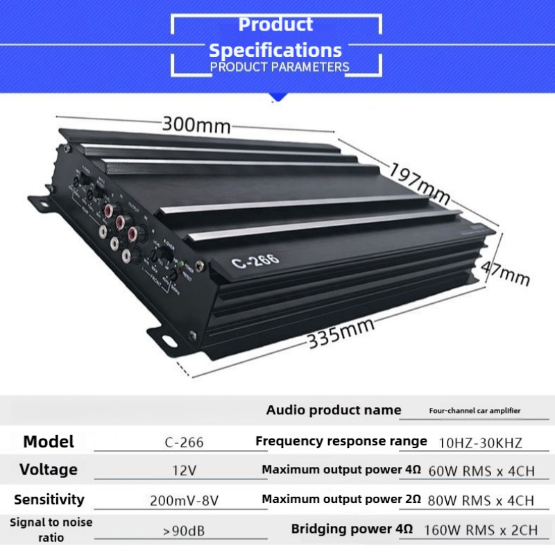 เครื่องขยายเสียงรถยนต์ 4 แชนแน - Car Audio Amplifier 4 Channel 2000W บทวิจารณ์และราคา